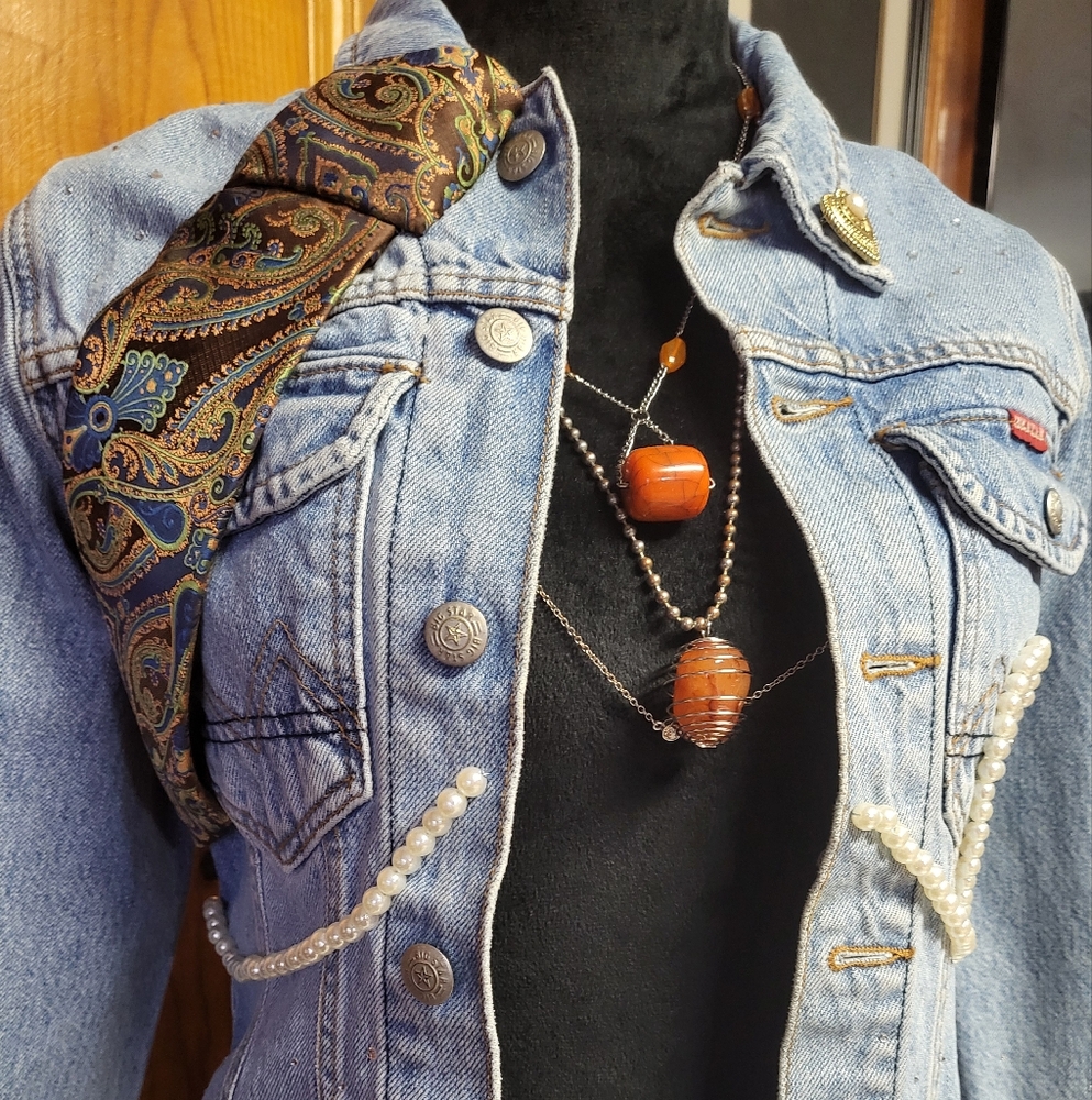 Levi's Denim Jacket with Paisley Scarf